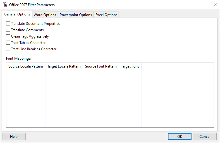Office 2007 Filter Parameters General Options