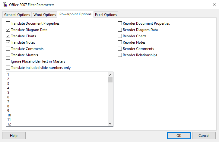 Office 2007 Filter Parameters Powerpoint Options